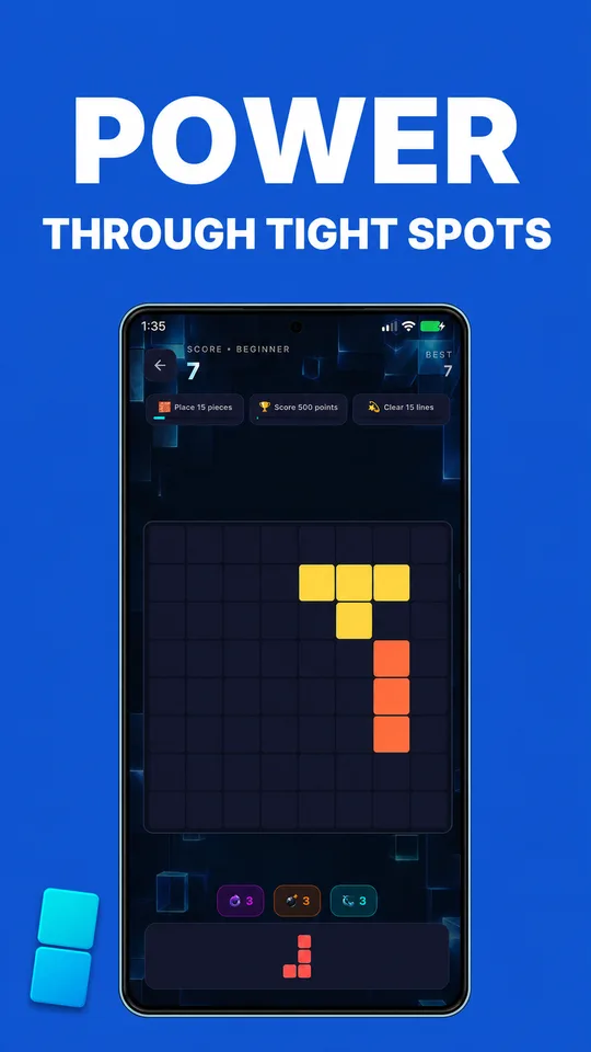 GridD power-up controls for undoing or clearing a difficult board.