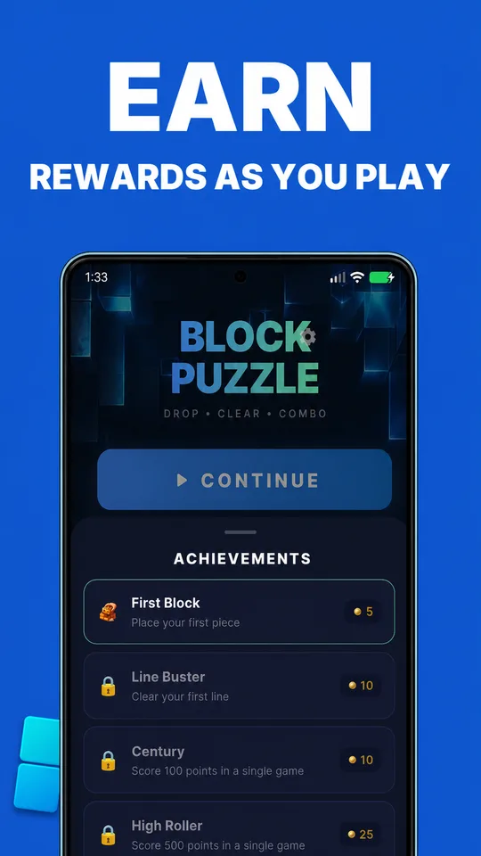 GridD achievement and reward screen tracking long-term play.