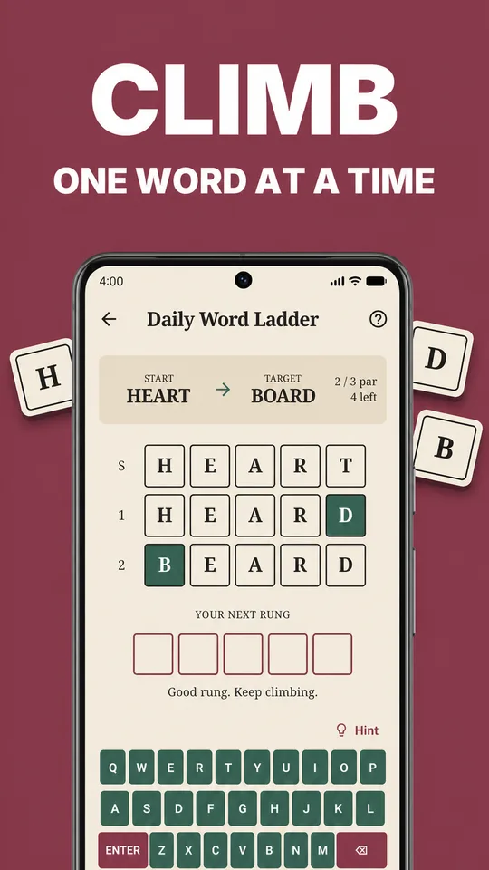 LexiD Word Ladder changing one valid word toward a target word.