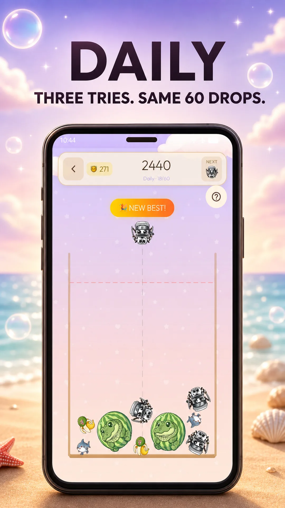 Meme Merge Daily Drop showing the fixed sixty-drop challenge in progress