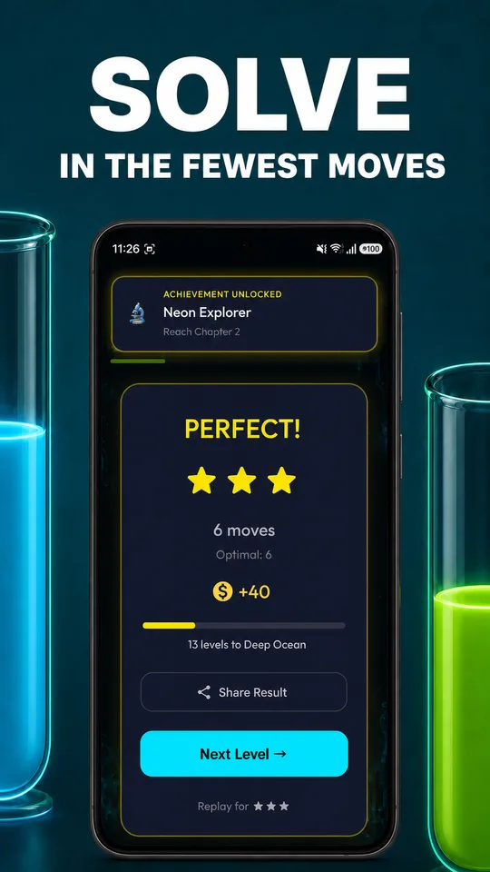 SpillD result awarding stars for solving a puzzle efficiently.