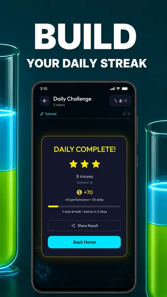 SpillD Daily Challenge with a streak and fresh sorting puzzle.